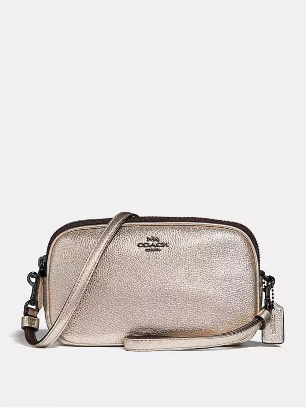 Coach Metallic sadie Leather Crossbody Bag - Champagne Gold